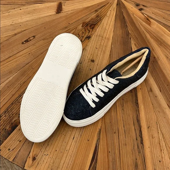 Betsey Johnson Women's Sz. 7 Sidny Navy Rhinestone Platform Sneakers NWOT - Picture 3 of 3